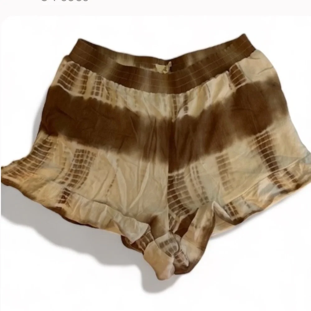 Entro Western Bohemian Tye Dye Ruffle Shorts Elastic Waist Ladies Size L GUC